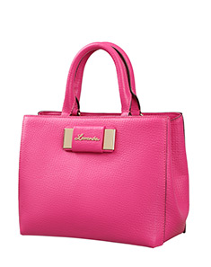 浪美 玫红色布里克手提斜挎包